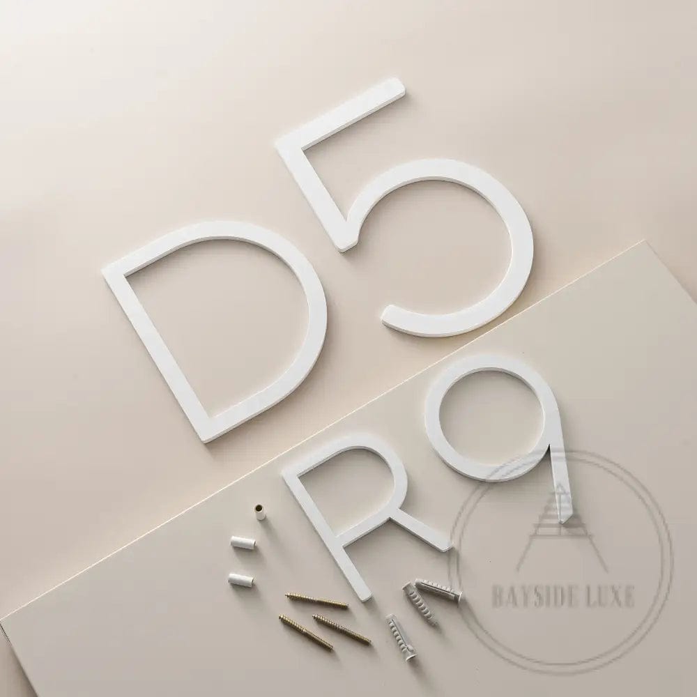 House Numbers and Letters Bayside Luxe Signage - Solid White Brass Numbers and Letters - Watson's Bay 10cm