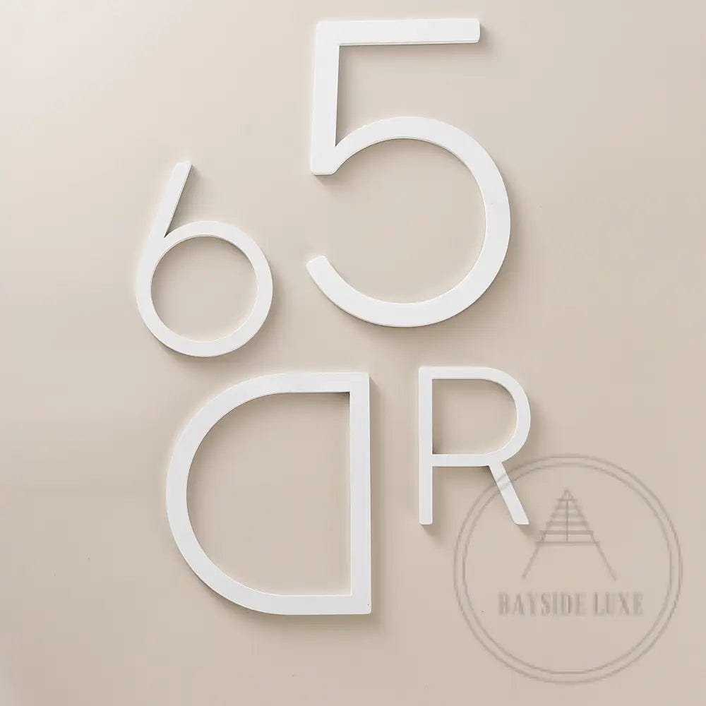 House Numbers and Letters Bayside Luxe Signage - Solid White Brass Numbers and Letters - Watson's Bay 10cm