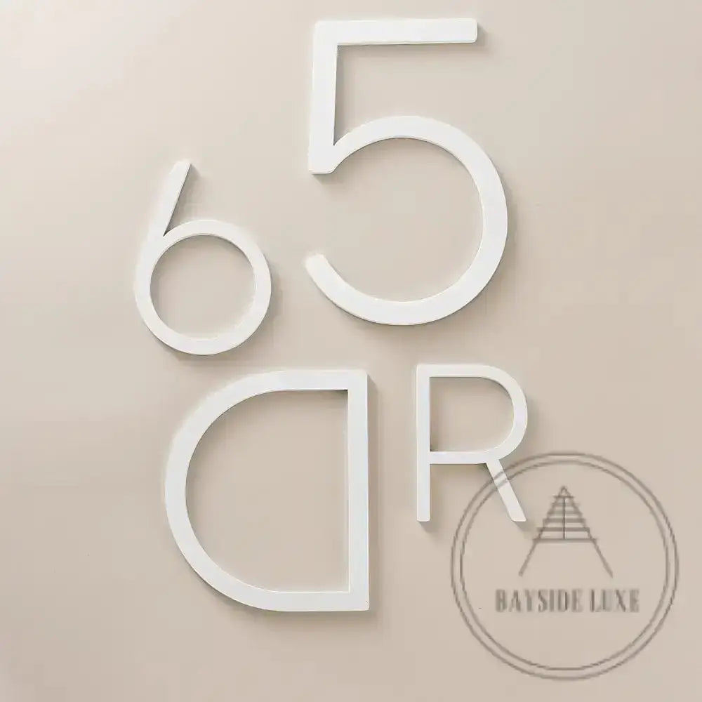 House Numbers and Letters Bayside Luxe Signage - Solid White Brass Numbers and Letters - Watson's Bay 20cm