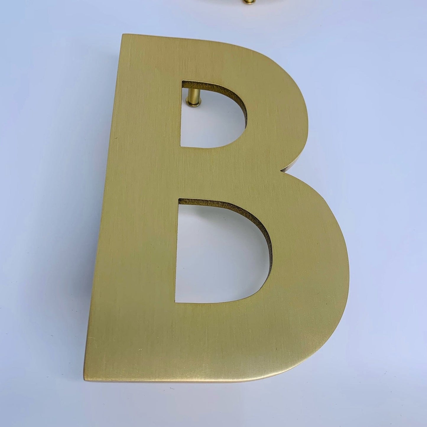 House Numbers and Letters Bayside Luxe - Solid Satin Brass Floating House Numbers and Letters - Beaumaris Bay 10cm