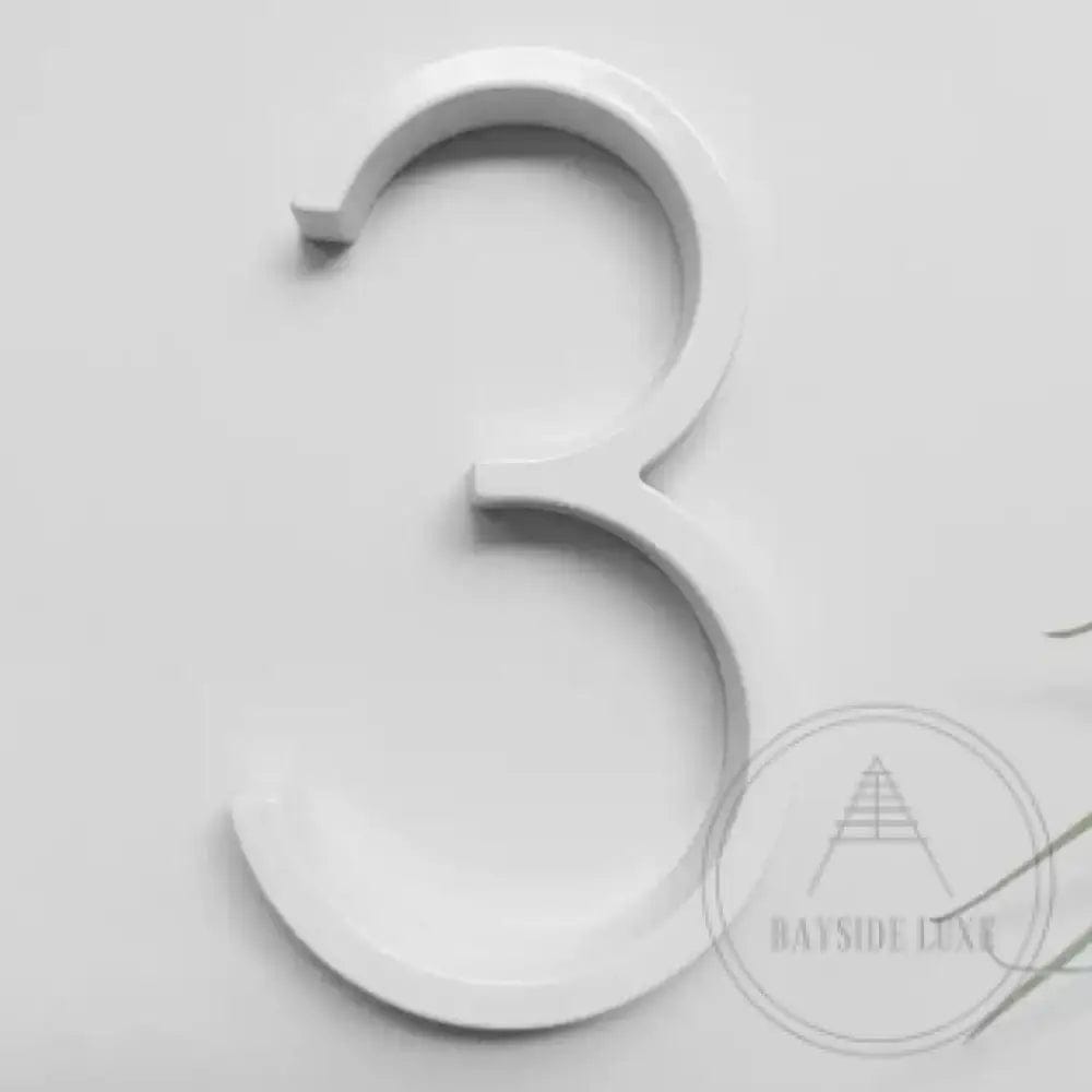 House Numbers and Letters Bayside Luxe - White Floating and Flush House Numbers 125mm