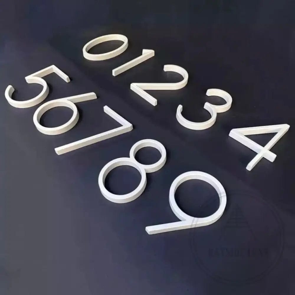 House Numbers and Letters Bayside Luxe - White Floating and Flush House Numbers 125mm