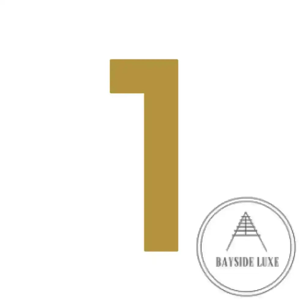 House Numbers and Letters Brushed Satin Brass / 10 cm / 1 Bayside Luxe Signage - Solid Satin Brass Floating Numbers and Letters - Beaumaris Bay 10cm