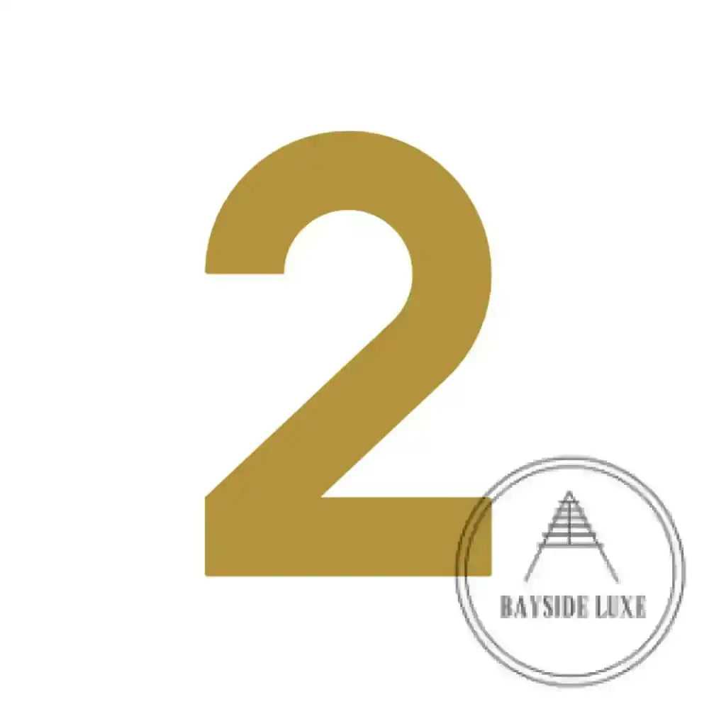 House Numbers and Letters Brushed Satin Brass / 10 cm / 2 Bayside Luxe Signage - Solid Satin Brass Floating Numbers and Letters - Beaumaris Bay 10cm
