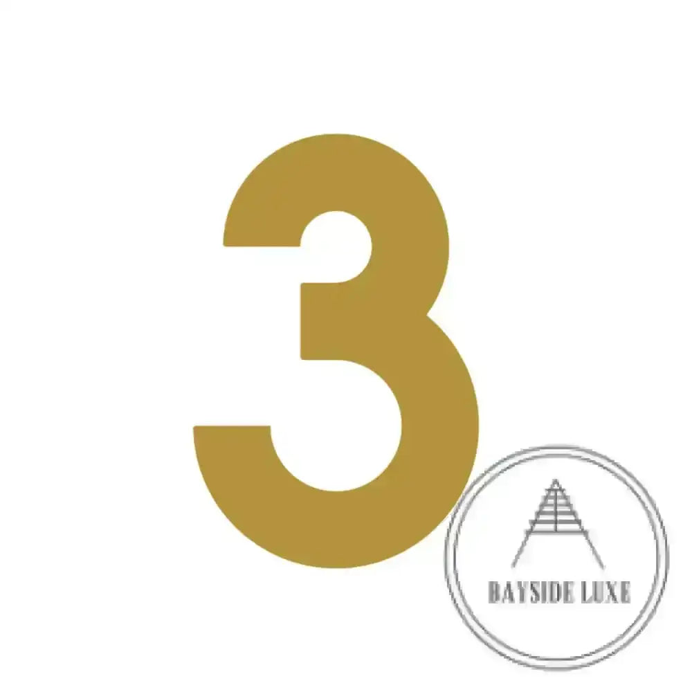 House Numbers and Letters Brushed Satin Brass / 10 cm / 3 Bayside Luxe Signage - Solid Satin Brass Floating Numbers and Letters - Beaumaris Bay 10cm