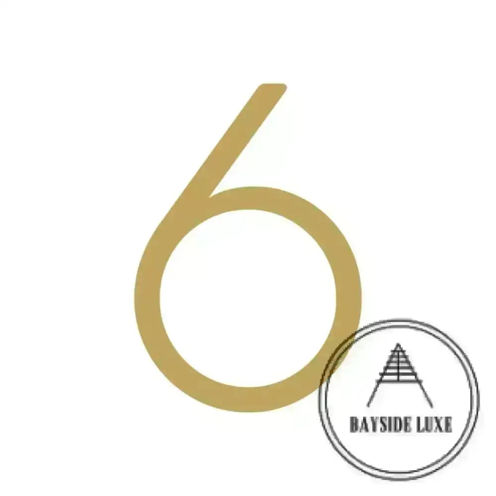 House Numbers and Letters Brushed Satin Brass / 10 cm / 6 Bayside Luxe Signage - Solid Satin Brass Floating Numbers and Letters - Watson's Bay 10cm