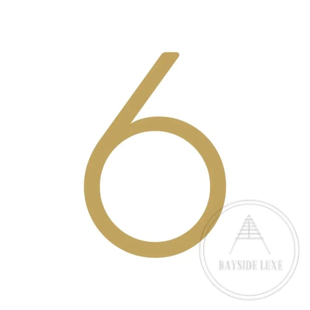 House Numbers and Letters Brushed Satin Brass / 10 cm / 6 Bayside Luxe Signage - Solid Satin Brass Floating Numbers and Letters - Watson's Bay 10cm