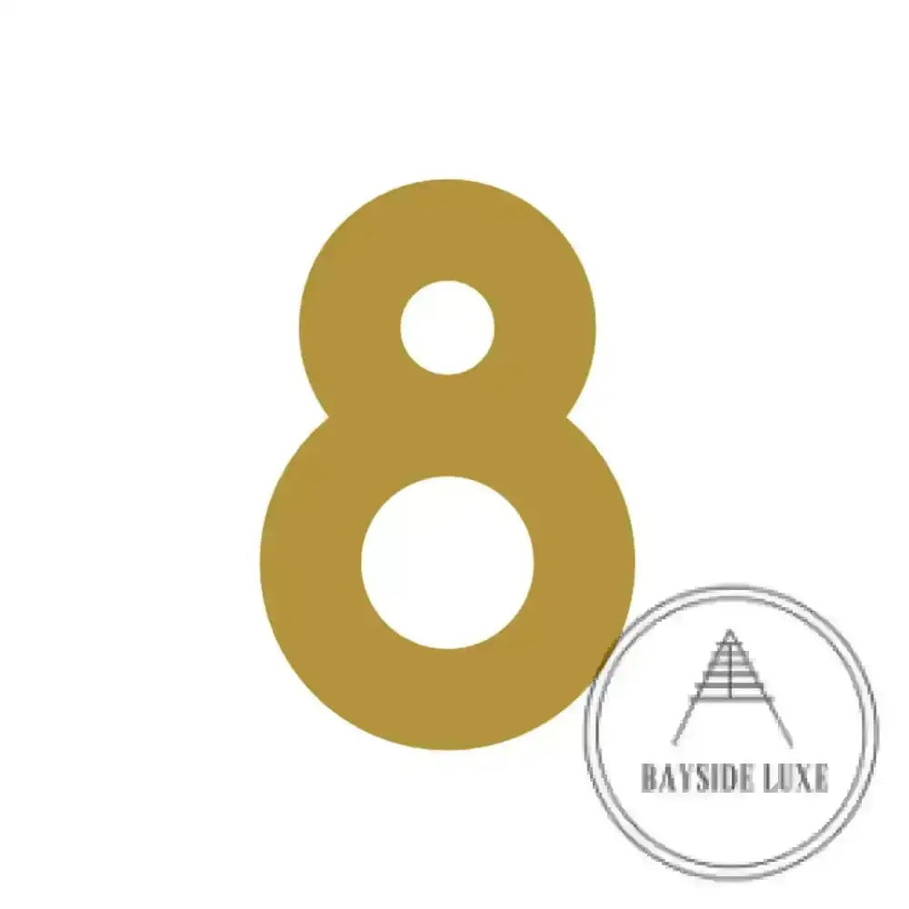 House Numbers and Letters Brushed Satin Brass / 10 cm / 8 Bayside Luxe Signage - Solid Satin Brass Floating Numbers and Letters - Beaumaris Bay 10cm