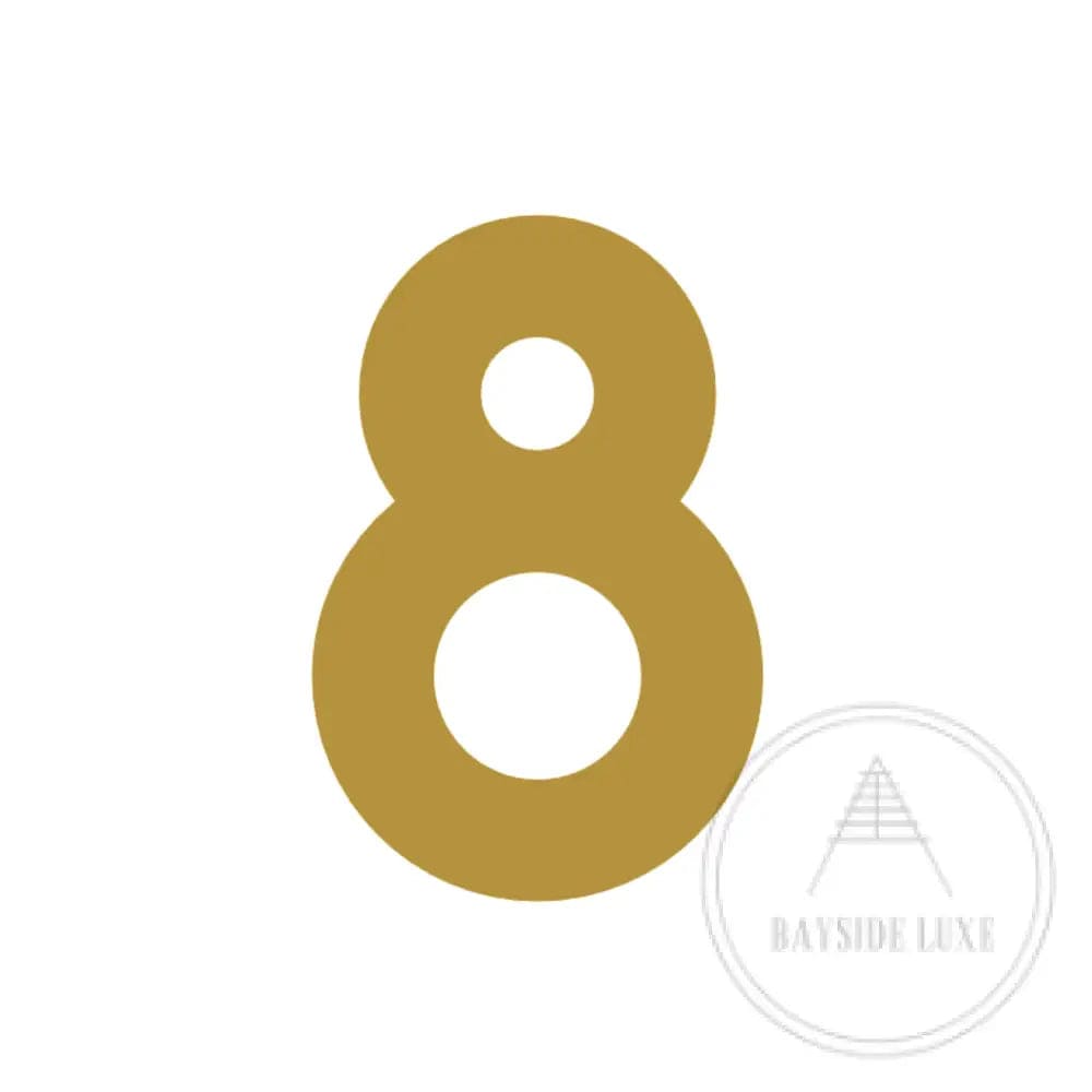 House Numbers and Letters Brushed Satin Brass / 10 cm / 8 Bayside Luxe Signage - Solid Satin Brass Floating Numbers and Letters - Beaumaris Bay 10cm