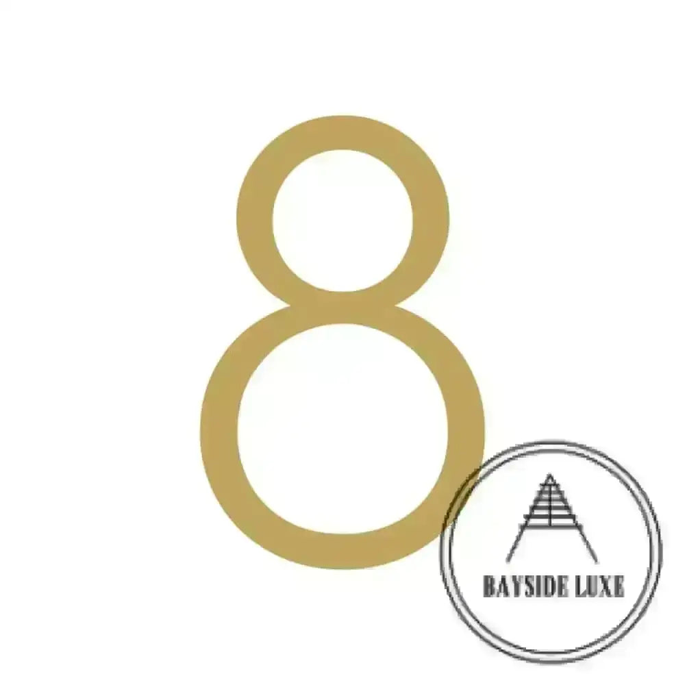 House Numbers and Letters Brushed Satin Brass / 10 cm / 8 Bayside Luxe Signage - Solid Satin Brass Floating Numbers and Letters - Watson's Bay 10cm