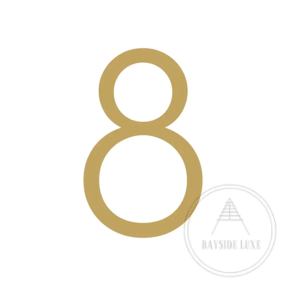 House Numbers and Letters Brushed Satin Brass / 10 cm / 8 Bayside Luxe Signage - Solid Satin Brass Floating Numbers and Letters - Watson's Bay 10cm