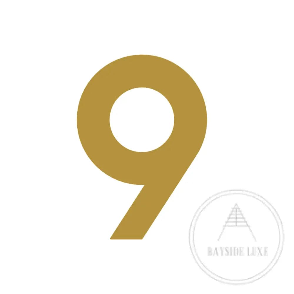 House Numbers and Letters Brushed Satin Brass / 10 cm / 9 Bayside Luxe Signage - Solid Satin Brass Floating Numbers and Letters - Beaumaris Bay 10cm