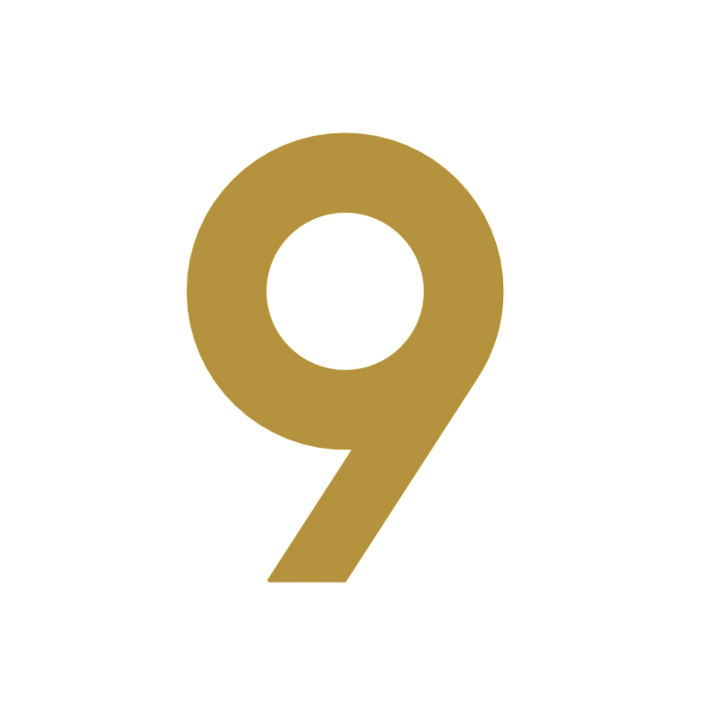 House Numbers and Letters Brushed Satin Brass / 10 cm / 9 Bayside Luxe - Solid Satin Brass Floating House Numbers and Letters - Beaumaris Bay 10cm