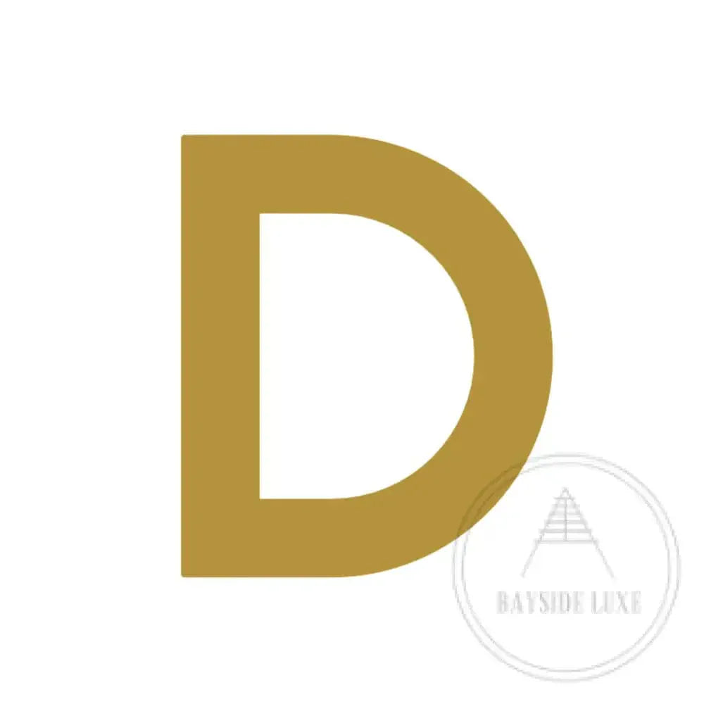 House Numbers and Letters Brushed Satin Brass / 10 cm / D Bayside Luxe Signage - Solid Satin Brass Floating Numbers and Letters - Beaumaris Bay 10cm