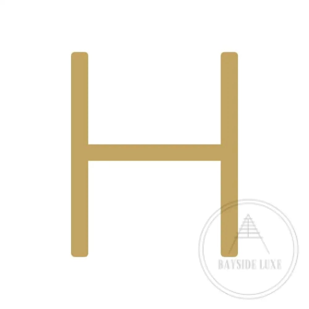 House Numbers and Letters Brushed Satin Brass / 10 cm / H Bayside Luxe Signage - Solid Satin Brass Floating Numbers and Letters - Watson's Bay 10cm