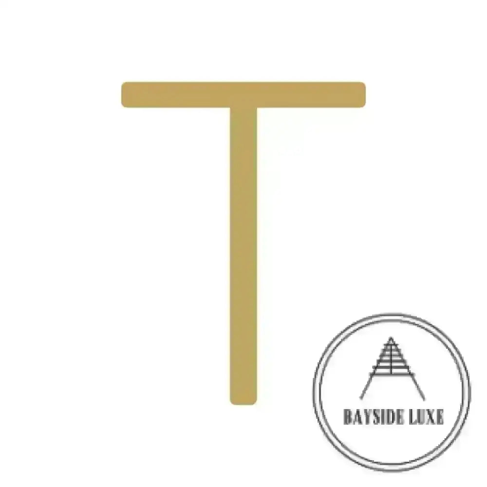 House Numbers and Letters Brushed Satin Brass / 10 cm / T Bayside Luxe Signage - Solid Satin Brass Floating Numbers and Letters - Watson's Bay 10cm