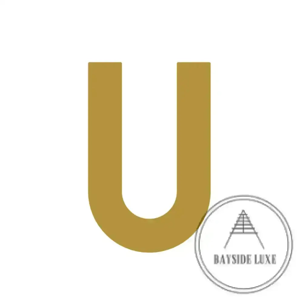 House Numbers and Letters Brushed Satin Brass / 10 cm / U Bayside Luxe Signage - Solid Satin Brass Floating Numbers and Letters - Beaumaris Bay 10cm