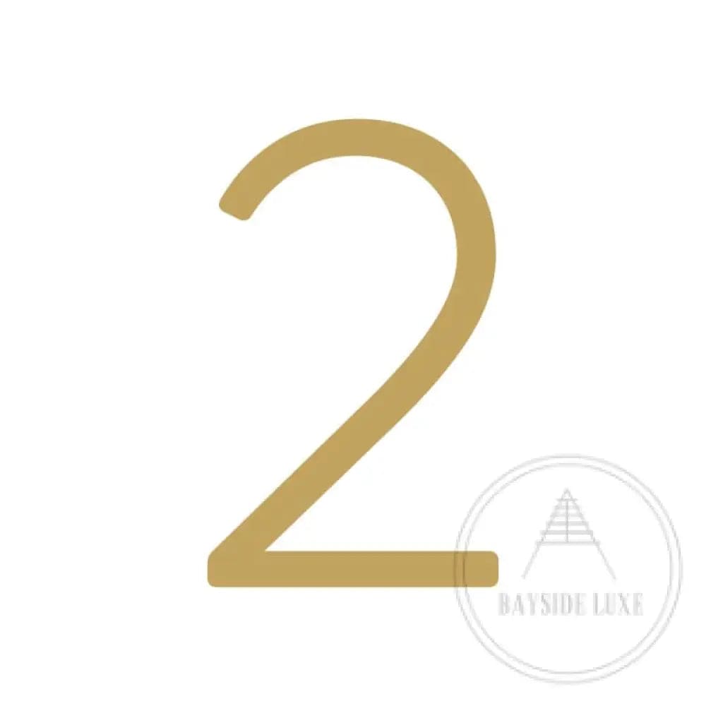 House Numbers and Letters Brushed Satin Brass / 15 cm / 2 Bayside Luxe Signage - Solid Satin Brass Floating Numbers and Letters - Watson's Bay 15cm