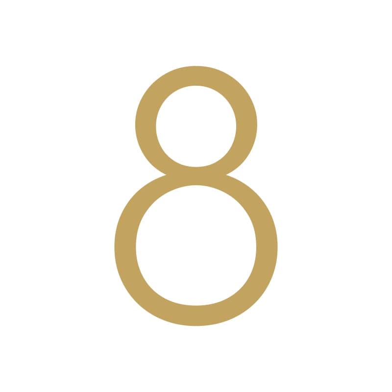 House Numbers and Letters Brushed Satin Brass / 15 cm / 8 Bayside Luxe Signage - Solid Satin Brass Floating House Numbers and Letters - Watson's Bay 15cm