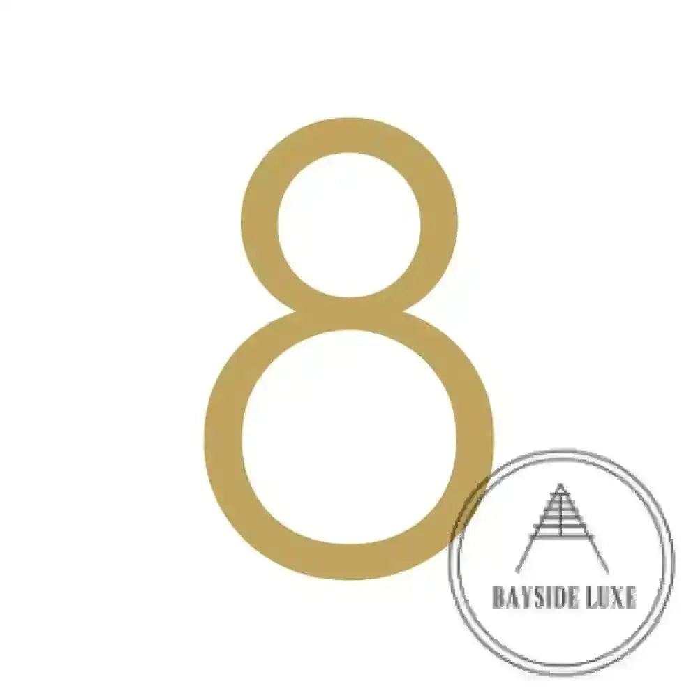 House Numbers and Letters Brushed Satin Brass / 15 cm / 8 Bayside Luxe Signage - Solid Satin Brass Floating Numbers and Letters - Watson's Bay 15cm