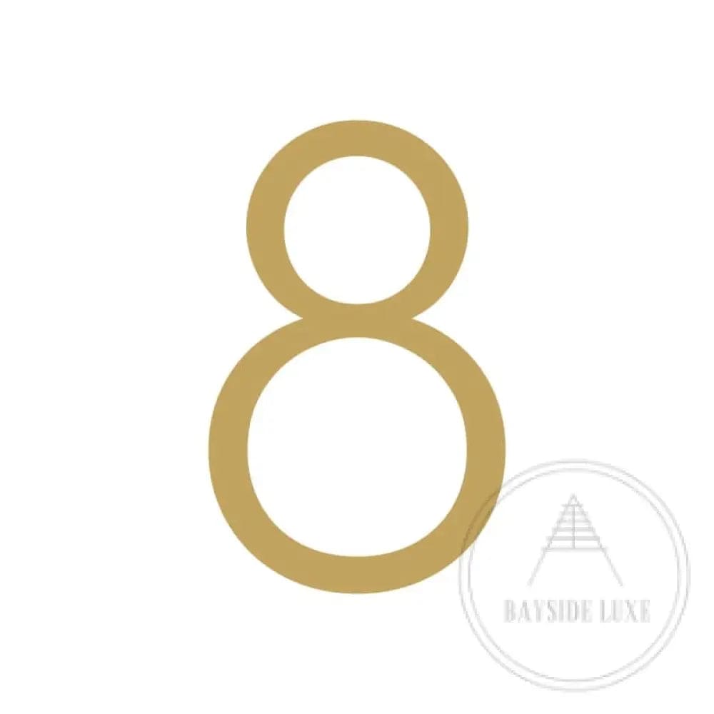 House Numbers and Letters Brushed Satin Brass / 15 cm / 8 Bayside Luxe Signage - Solid Satin Brass Floating Numbers and Letters - Watson's Bay 15cm