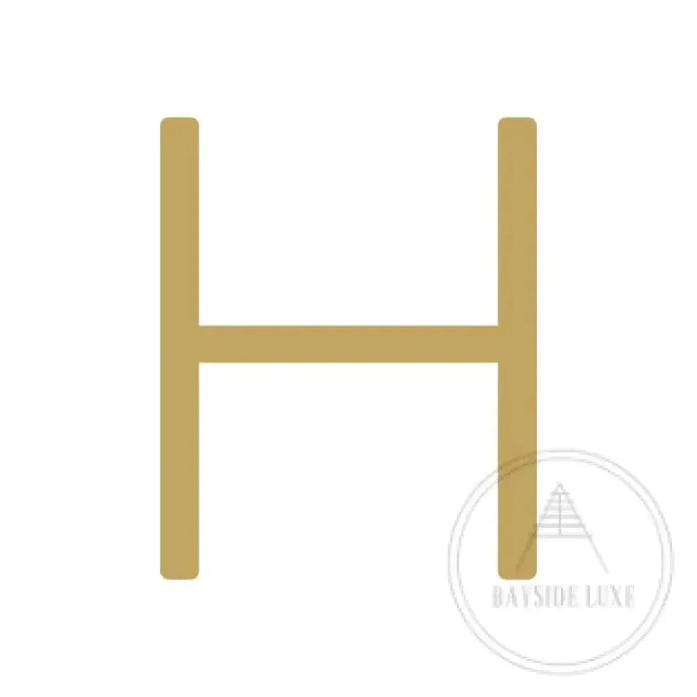 House Numbers and Letters Brushed Satin Brass / 15 cm / H Bayside Luxe Signage - Solid Satin Brass Floating Numbers and Letters - Watson's Bay 15cm