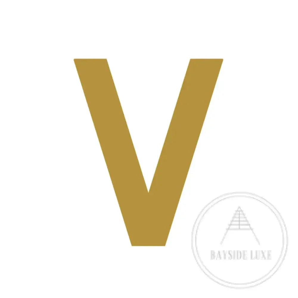 House Numbers and Letters Brushed Satin Brass / 15 cm / V Bayside Luxe Signage - Solid Satin Brass Floating Numbers and Letters - Beaumaris Bay 15cm