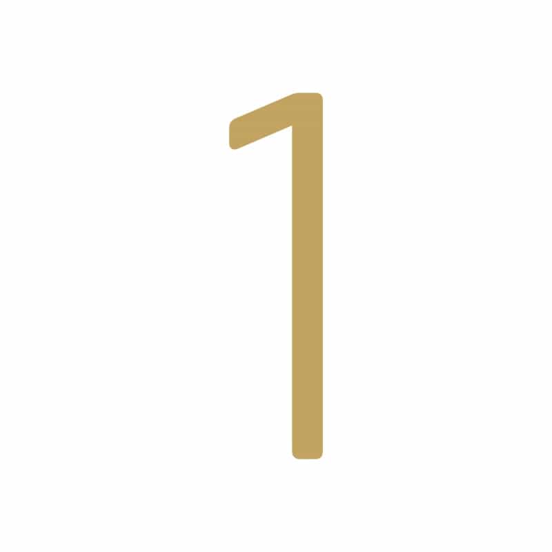 House Numbers and Letters Brushed Satin Brass / 20 cm / 1 Bayside Luxe Signage - Solid Satin Brass Floating House Numbers and Letters - Watson's Bay 20cm