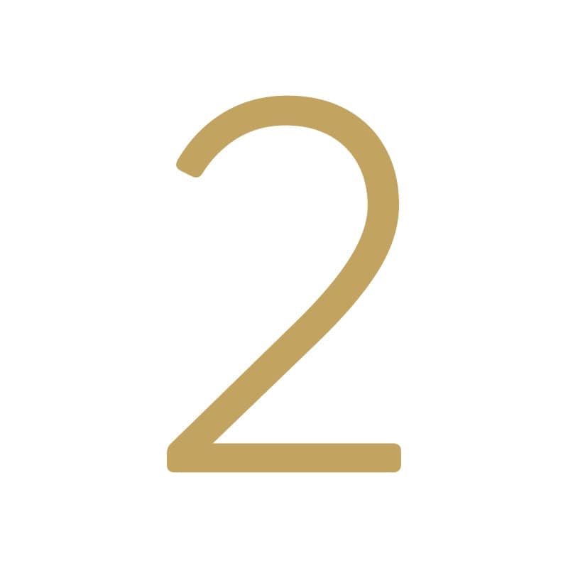 House Numbers and Letters Brushed Satin Brass / 20 cm / 2 Bayside Luxe Signage - Solid Satin Brass Floating House Numbers and Letters - Watson's Bay 20cm