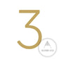 House Numbers and Letters Brushed Satin Brass / 20 cm / 3 Bayside Luxe Signage - Solid Satin Brass Floating Numbers and Letters - Watson's Bay 20cm