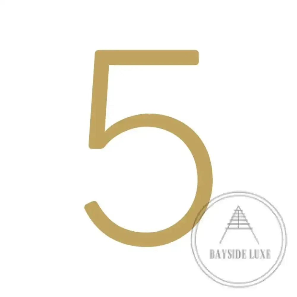 House Numbers and Letters Brushed Satin Brass / 20 cm / 5 Bayside Luxe Signage - Solid Satin Brass Floating Numbers and Letters - Watson's Bay 20cm