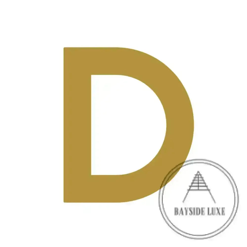 House Numbers and Letters Brushed Satin Brass / 20 cm / D Bayside Luxe Signage - Solid Satin Brass Floating Numbers and Letters - Beaumaris Bay 20cm