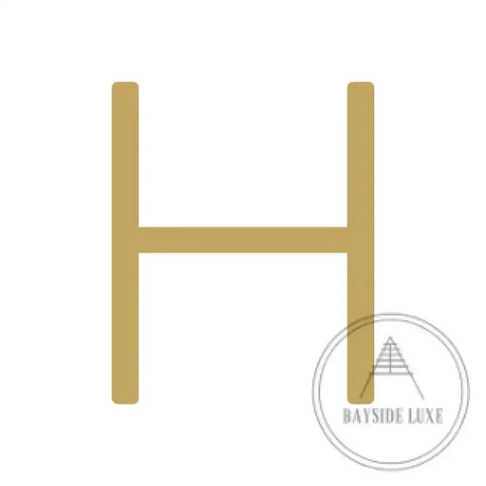 House Numbers and Letters Brushed Satin Brass / 20 cm / H Bayside Luxe Signage - Solid Satin Brass Floating Numbers and Letters - Watson's Bay 20cm