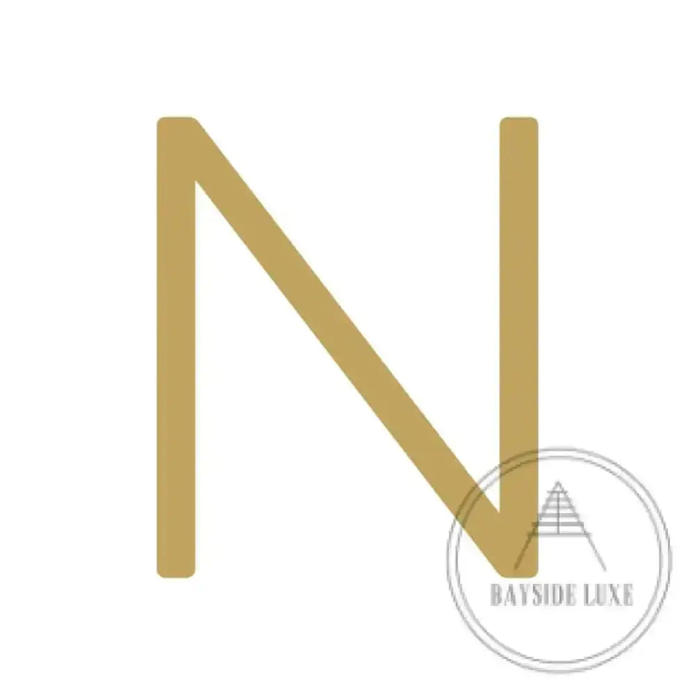 House Numbers and Letters Brushed Satin Brass / 20 cm / N Bayside Luxe Signage - Solid Satin Brass Floating Numbers and Letters - Watson's Bay 20cm