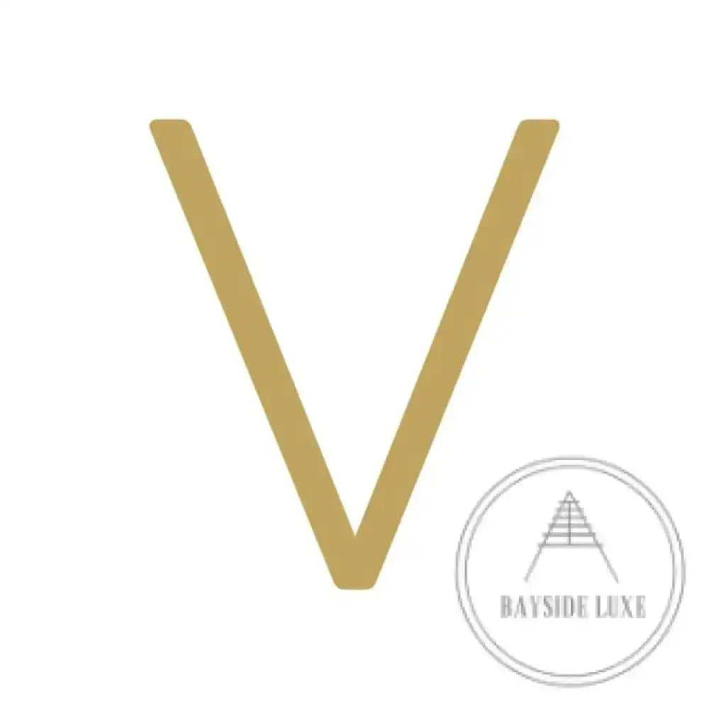 House Numbers and Letters Brushed Satin Brass / 20 cm / V Bayside Luxe Signage - Solid Satin Brass Floating Numbers and Letters - Watson's Bay 20cm