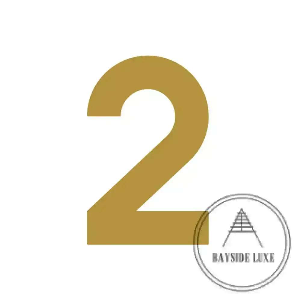 House Numbers and Letters Brushed Satin Brass / 25 cm / 2 Bayside Luxe Signage - Solid Satin Brass Floating Numbers and Letters - Beaumaris Bay 25 cm