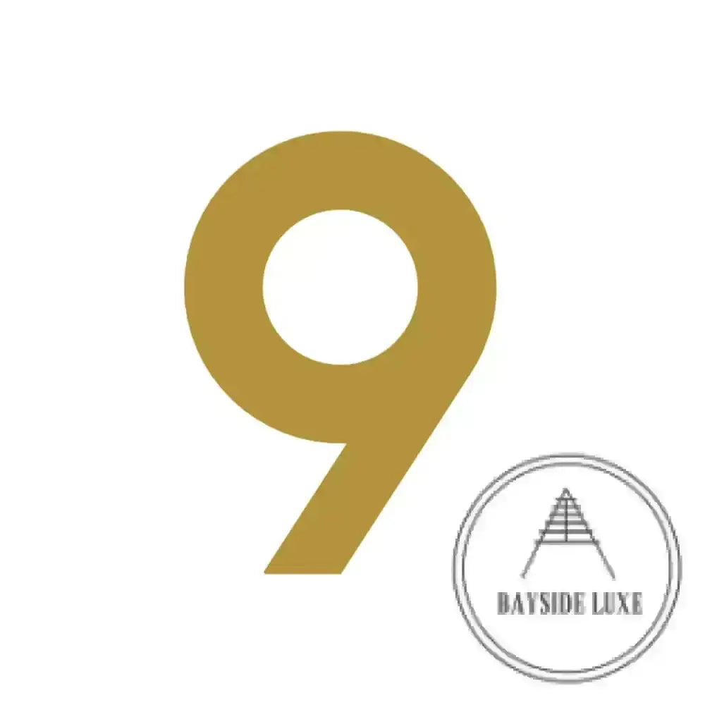 House Numbers and Letters Brushed Satin Brass / 25 cm / 9 Bayside Luxe Signage - Solid Satin Brass Floating Numbers and Letters - Beaumaris Bay 25 cm