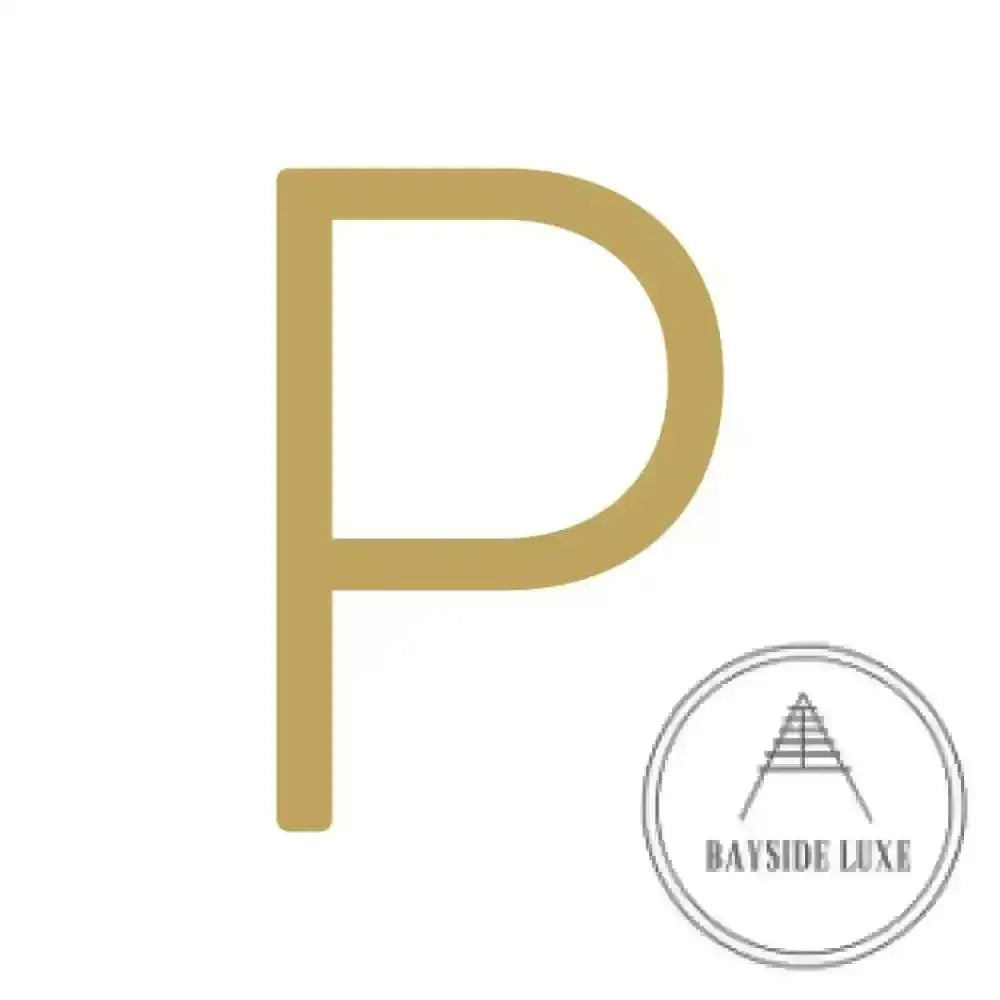 House Numbers and Letters Brushed Satin Brass / 25 cm / P Bayside Luxe Signage - Solid Satin Brass Floating Numbers and Letters - Watson's Bay 25cm