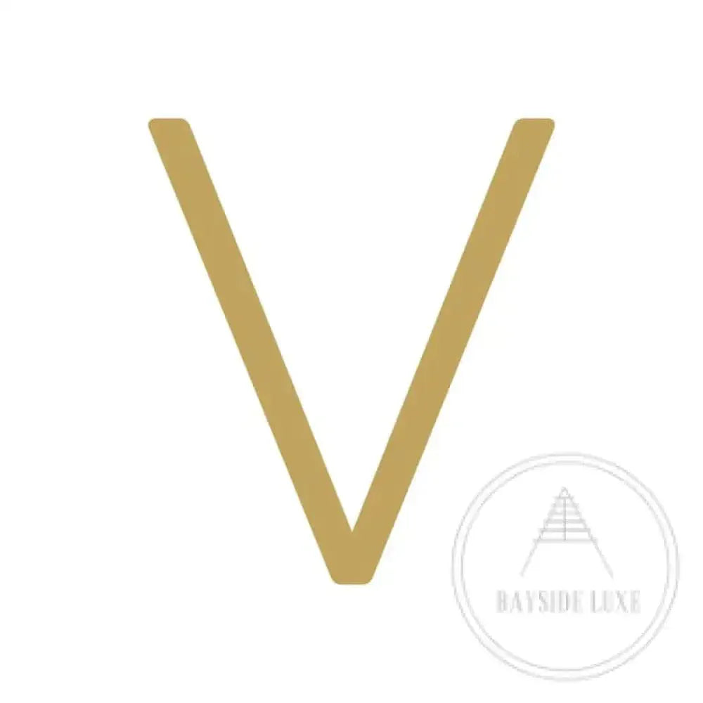 House Numbers and Letters Brushed Satin Brass / 25 cm / V Bayside Luxe Signage - Solid Satin Brass Floating Numbers and Letters - Watson's Bay 25cm