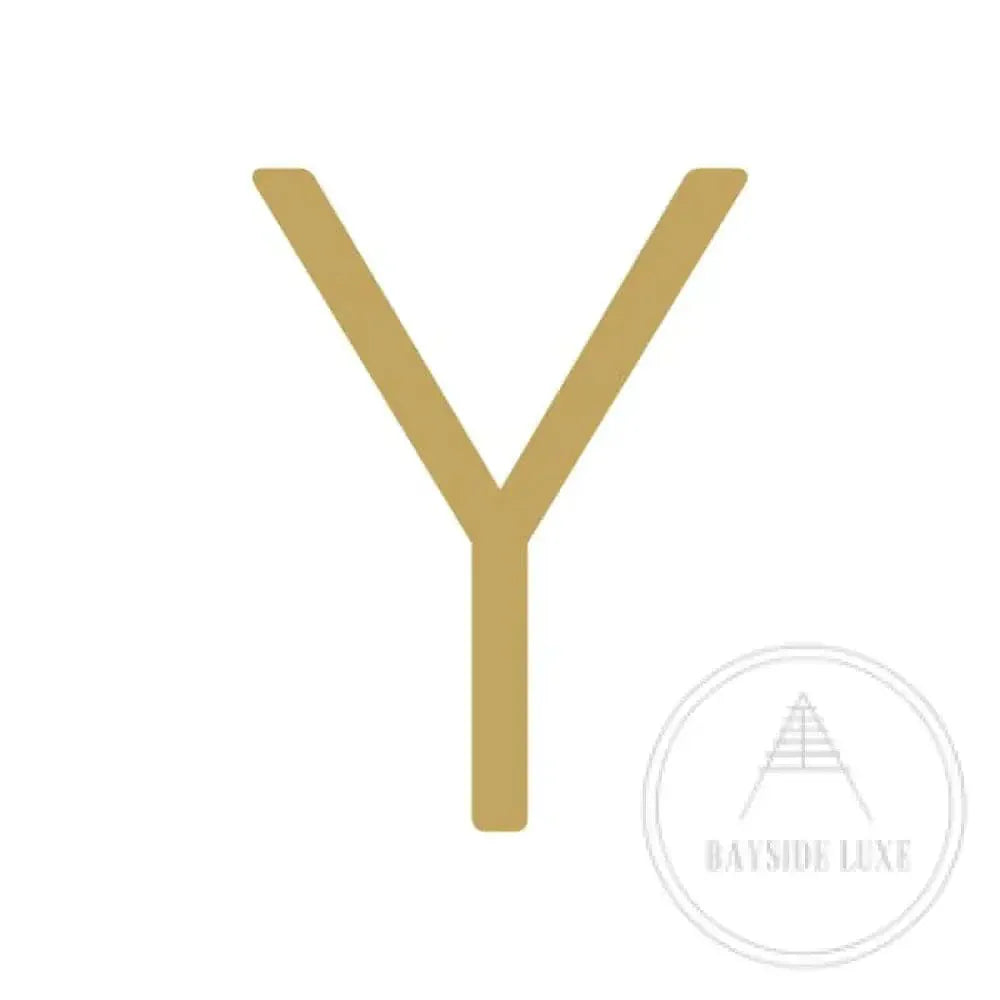 House Numbers and Letters Brushed Satin Brass / 25 cm / Y Bayside Luxe Signage - Solid Satin Brass Floating Numbers and Letters - Watson's Bay 25cm