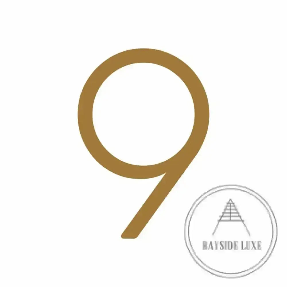 House Numbers and Letters Hammered Antique Brass / 10 cm / 9 Bayside Luxe Signage - Hammered Antique Brass Floating Numbers and Letters - Noosa 10cm