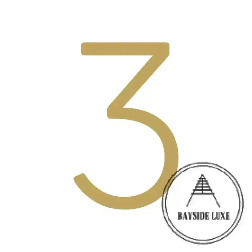 House Numbers and Letters Solid Brass - Hammered Satin Brass / 25 cm / 3 Bayside Luxe Signage - Hammered Satin Brass Floating Numbers and Letters - Noosa 25cm