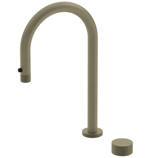 Kitchen Portsea Gooseneck Kitchen Mixer with Pullout Spray Satin Brass