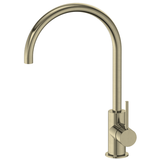 Kitchen Vaucluse Gooseneck Kitchen Mixer Tap Satin Brass