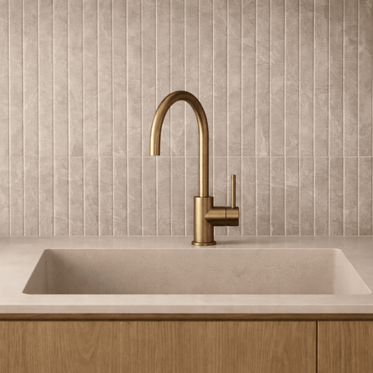 Kitchen Vaucluse Gooseneck Kitchen Mixer Tap - Satin Brass