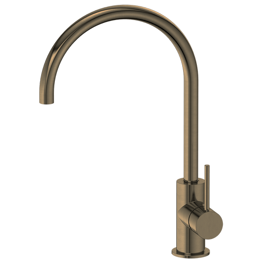 Kitchen Vaucluse Gooseneck Mixer Tap Antique Brass