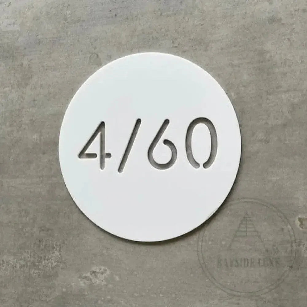 Matt White Bayside Luxe - Personalised House Number Circle Sign 30cm