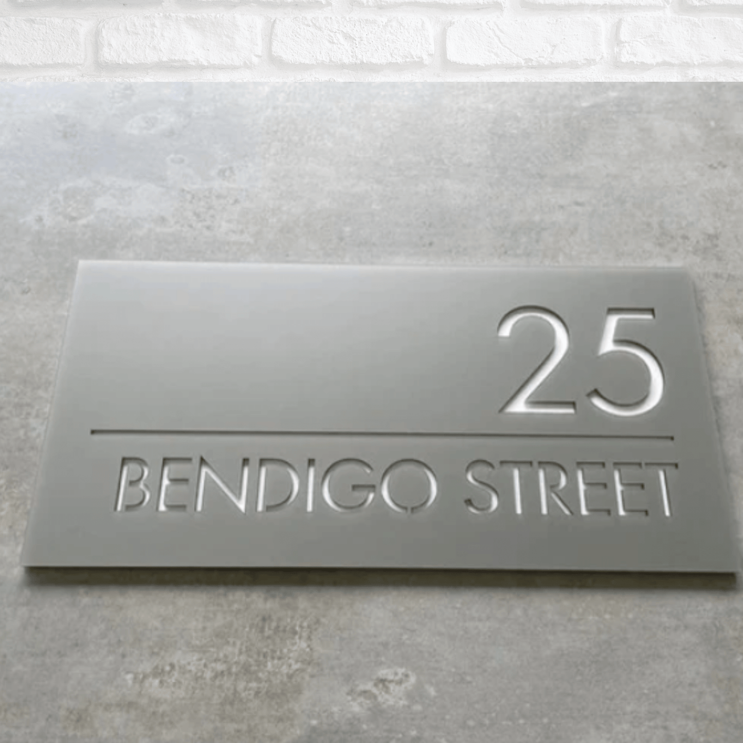 Silver/White Letters Bayside Luxe - Personalised Square Edged Sign