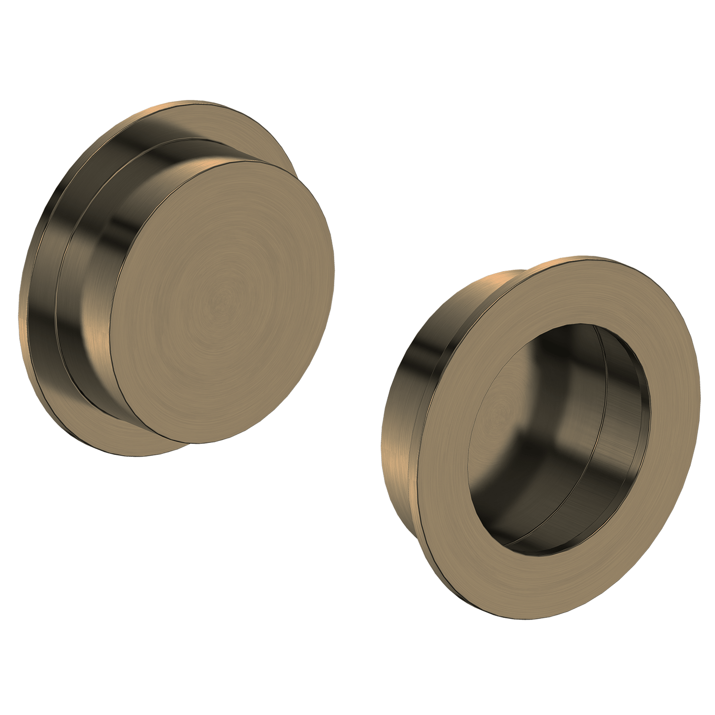 Sydney Cavity Slider Flush Round Pull Antique Brass
