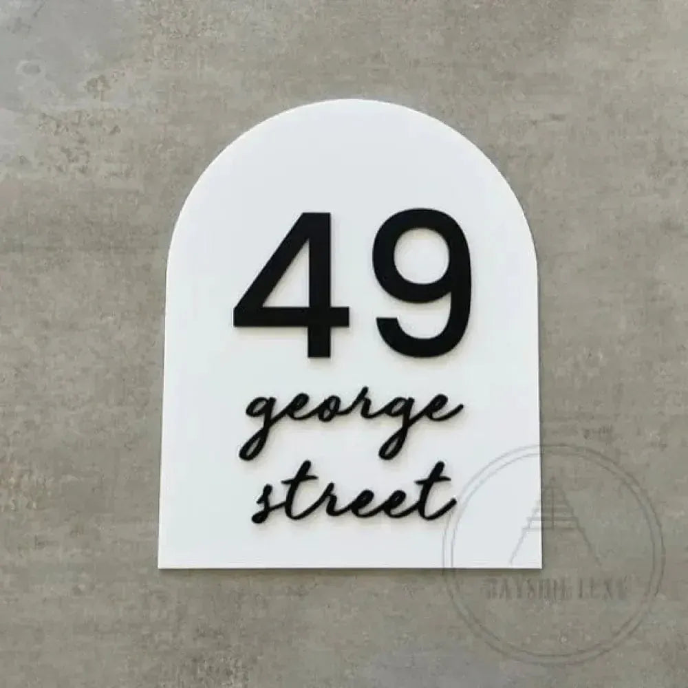 White/Black Letters Bayside Luxe - Personalised Script Arch House Sign